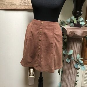 HALARA Brown Button-Up Mini Skirt